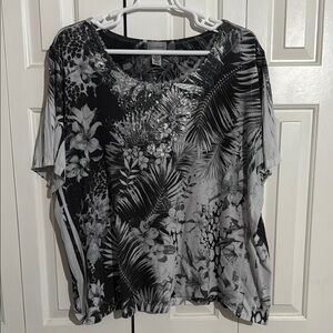 Catherine’s Black and Gray Floral Women's Top